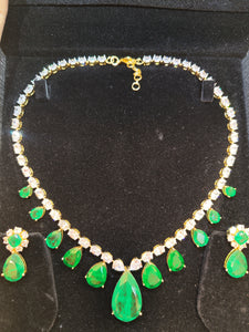 Royal Emerald Queen Necklace in Gold Plating (ISHA 036)