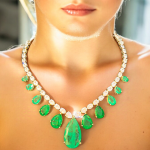 Royal Emerald Queen Necklace in Gold Plating (ISHA 036)