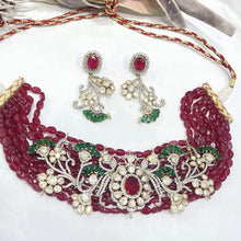 Load image into Gallery viewer, Mossanite Polki Ruby Chokher
