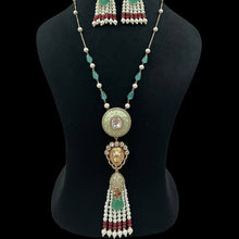 Load image into Gallery viewer, Lion Face Mala in Mint Green with Semi Precious Beads
