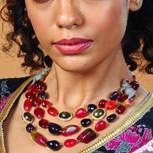 Load image into Gallery viewer, &quot;Advait&quot; Sherwani Mala Necklace Triple Line Tourmaline for Men and Women
