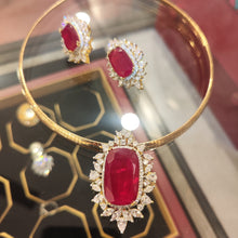 Load image into Gallery viewer, Ruby Diamond Pendent with Thick Gold Chain
