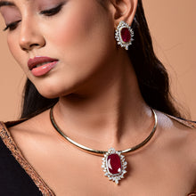 Load image into Gallery viewer, Ruby Diamond Pendent with Thick Gold Chain
