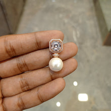Load image into Gallery viewer, Diamond Pearl Earrings in rose gold
