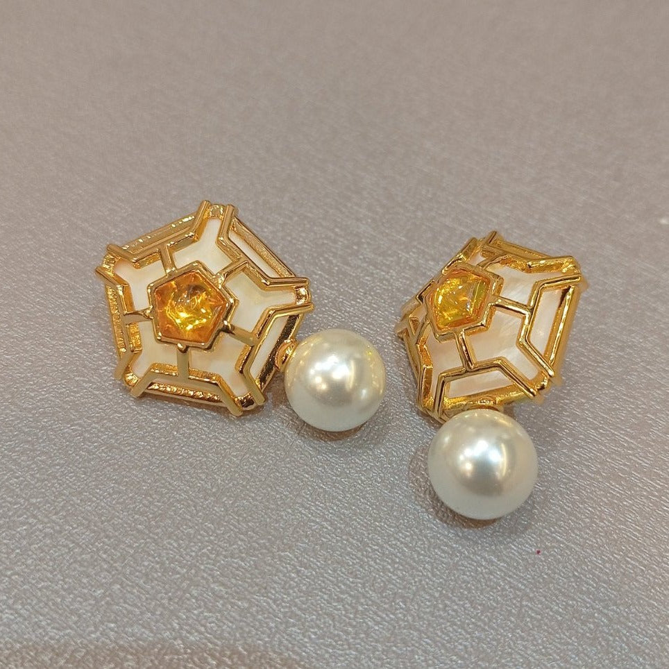 Mother of Pearl Earrings Yellow