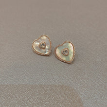 Load image into Gallery viewer, Rose Heart Earrings in Mother of Pearl
