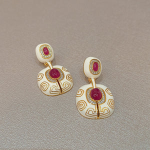 white red earrings