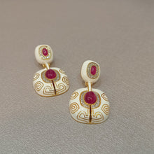 Load image into Gallery viewer, White Red Earrings in Gold Plating
