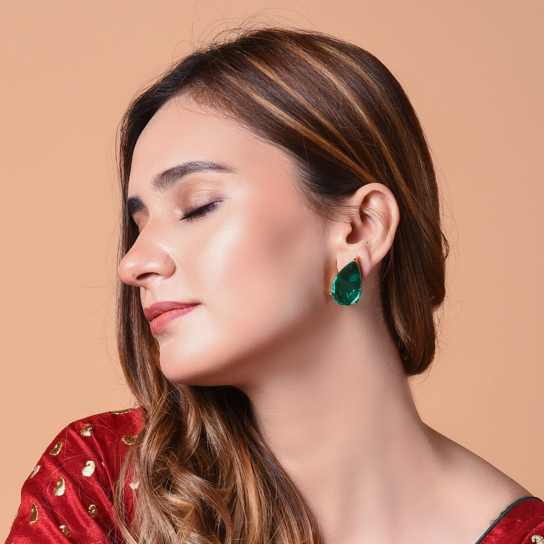 Emerald Earrings in Pear Shape