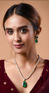 Emerald Necklace with Earrings