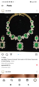 Silver Swarovski Emerald Set