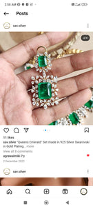 Silver Swarovski Emerald Set