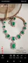 Load image into Gallery viewer, Silver Swarovski Emerald Set
