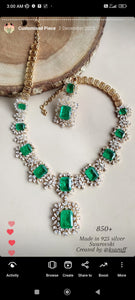 Silver Swarovski Emerald Set