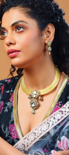 Load image into Gallery viewer, Hand Wired Golden Necklace with Polki Pendent in Antique Gold (ISH 039)
