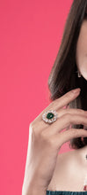 Load image into Gallery viewer, Silver Emerald Ring with Swarovski
