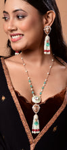 Load image into Gallery viewer, Lion Face Mala in Mint Green with Semi Precious Beads
