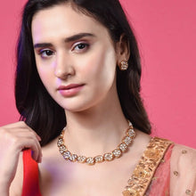 Load image into Gallery viewer, Gold Plated Polki Necklace Set
