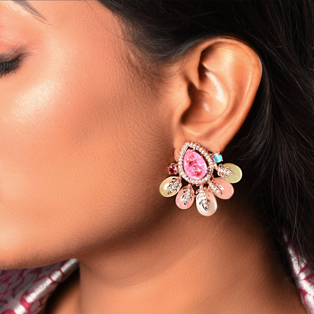 pink fashion pearl earrings