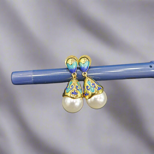 Enamel Pearl Earrings