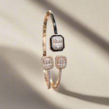 Load image into Gallery viewer, Black Enamel Rose Gold Bracelet
