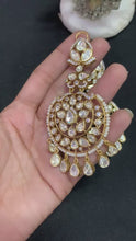Load and play video in Gallery viewer, Mossanite Polki long Chandbali Earrings
