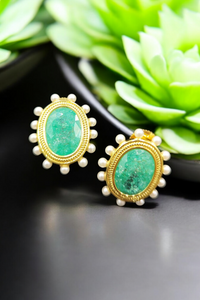 Rusted Green Stone Studs