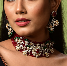 Load image into Gallery viewer, Mossanite Polki Ruby Chokher
