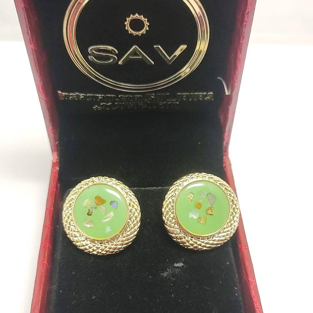 Enamel Plated Green Western Earrings