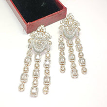 Load image into Gallery viewer, Rose White 3 inch Diamond Earrings

