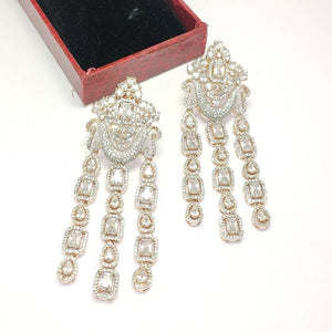 Rose White 3 inch Diamond Earrings