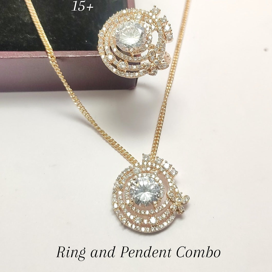 Beautiful Rose Pendent and Ring Combo Bfly