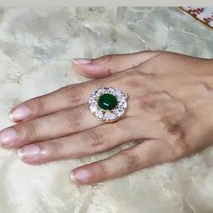 Silver Emerald Ring with Swarovski
