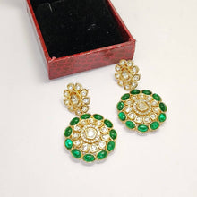 Load image into Gallery viewer, Uncut Polki Emerald Earrings
