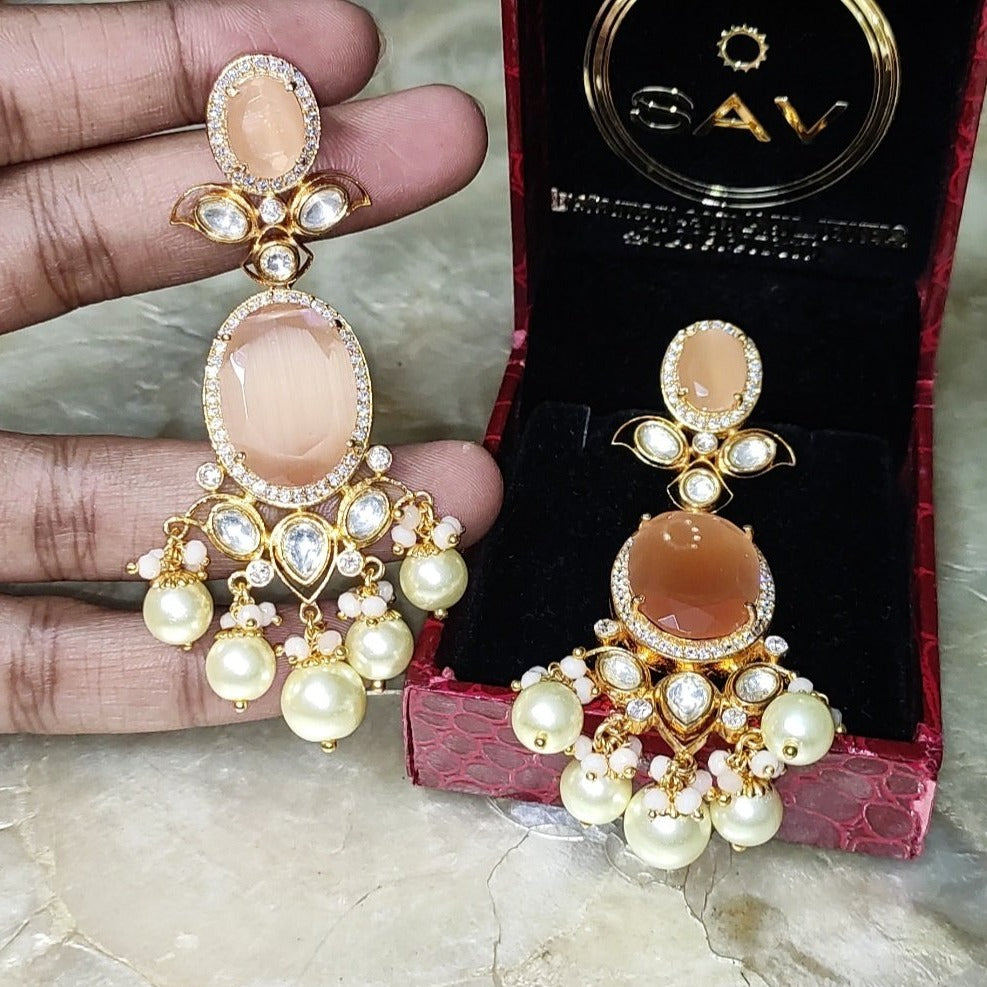 RAJ JEWELLERY Traditional Ethnic Fancy Long and Big PEACH Color Oxidised  Jhumka Jhumki Earrings for Women and Girls.