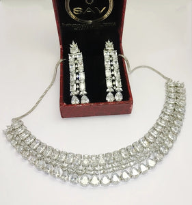 Diamond Necklace in Silver Plating
