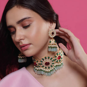 Classy Kundan Chokher in Ruby Emeralds