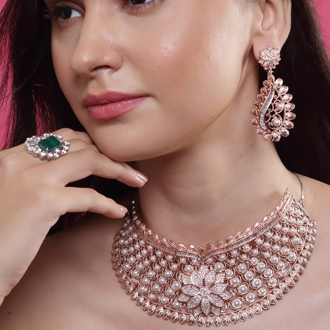 Rose Gold Diamond Pearl Chokher