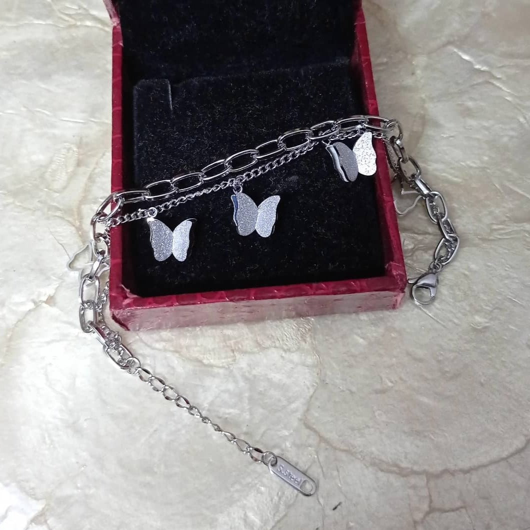 Butterfly Charm Silver Bracelet