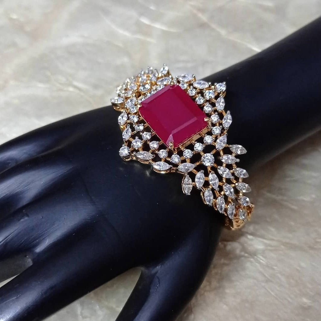 Ruby Gold Plated Diamond Bracelet