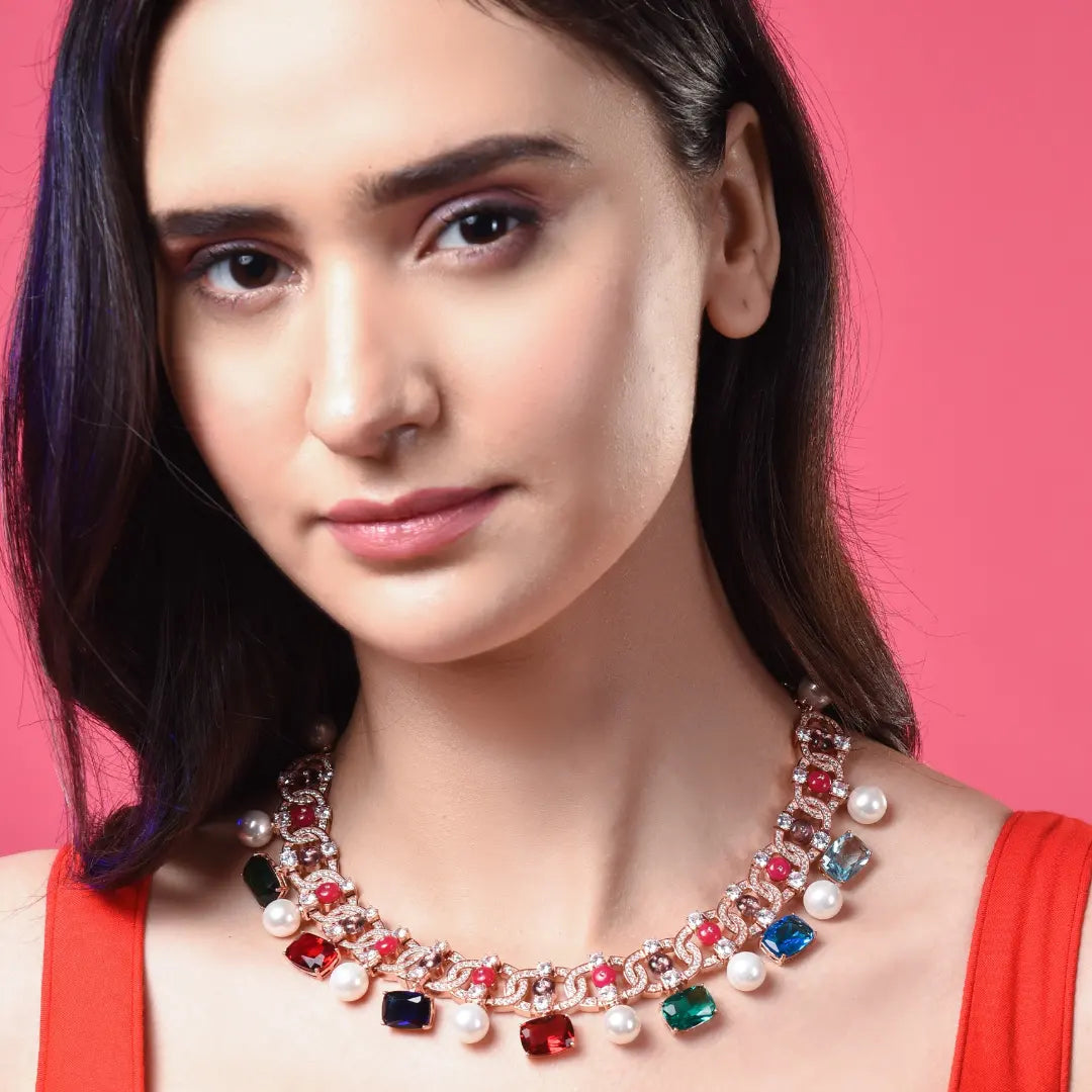 Virginia ” Squash Blossom Stone Necklace Set ( Multi Color ) – Ale  Accessories