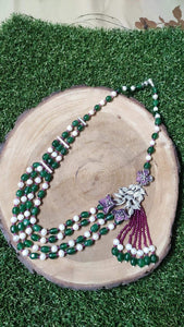 Side Brooch Mala in Semi Precious Beads