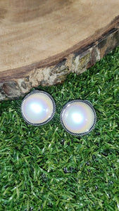 Antique Silver Pearl Studs