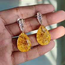 Load image into Gallery viewer, Citrine Yellow Diamond Earrings
