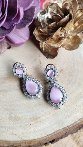 Pink Earrings in Victorian Plating