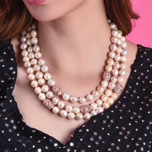 Real Baroque Pearl Mala with Rose Gold Stops