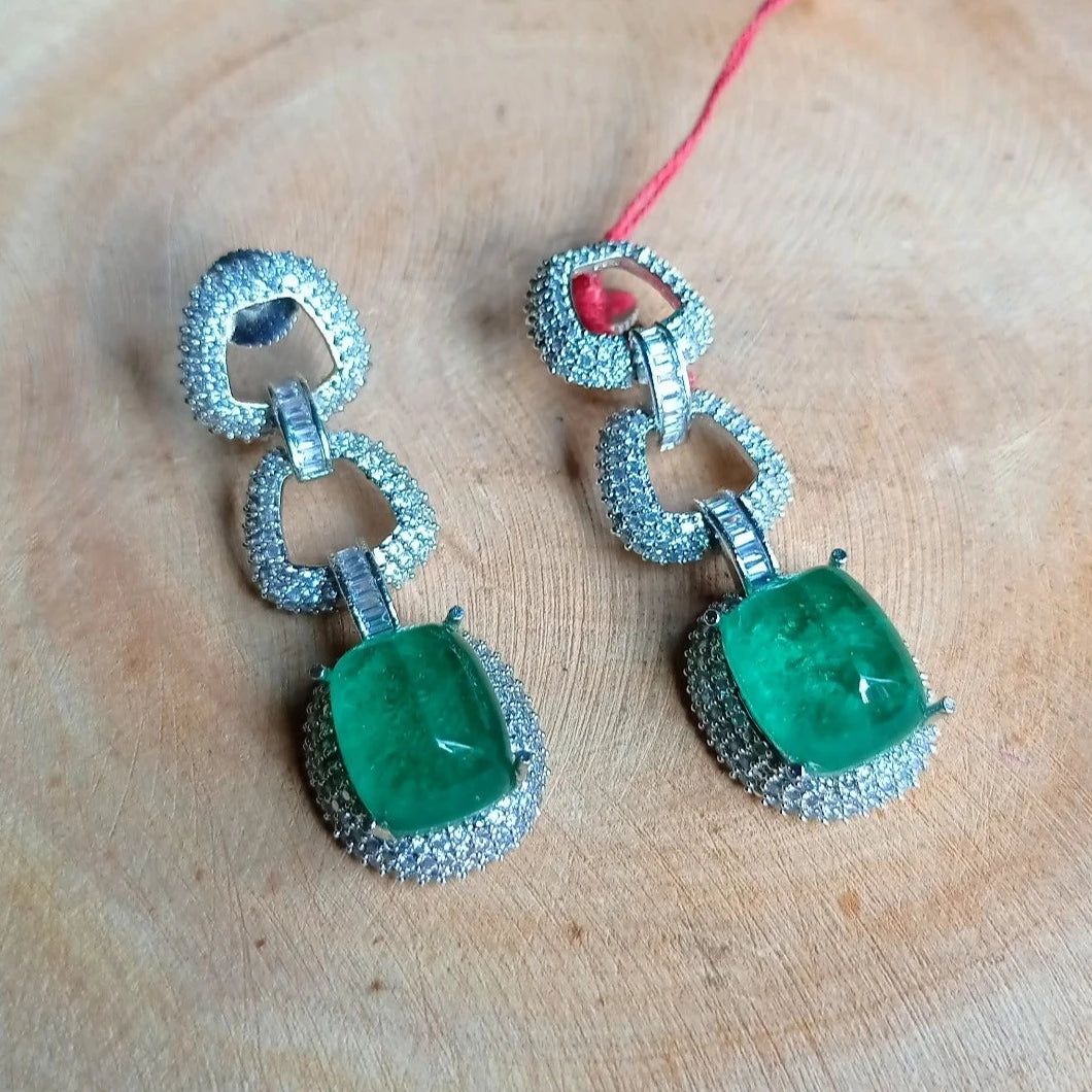 Women's Pink and Green Stone Earrings | Zarhee