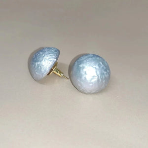 Blue Rough Surfaced Pearl Stud