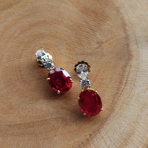 Ruby Earrings in Silver Swarovski