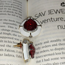 Load image into Gallery viewer, White Enamel Ruby Studs

